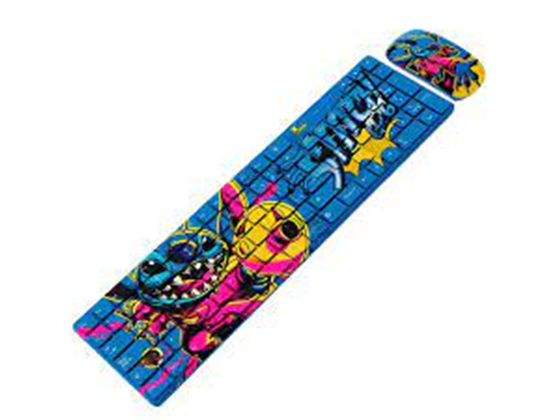 TECLADO MOUSE XTECH DISNEY WIRELESS, STICH, OPTICAL MOUSE, ESPAÑOL. AZUL / AMARILLO / MAGENTA (XTK-312ST)ESPAÑOL.