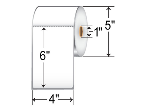 [90668] ROLLO DE PAPEL LABEL PARA IMPRESORA DE ESCRITORIO ZEBRA, Z-PERFORM 1000D, 4" X 6" (101,6 X 152,4 MM), 1"(25,4 MM) CORE, 5" OD, TRANSFERENCIA DIRECTA, ADHESIVO PERMANENTE, 430 ETIQUETAS POR ROLLO.