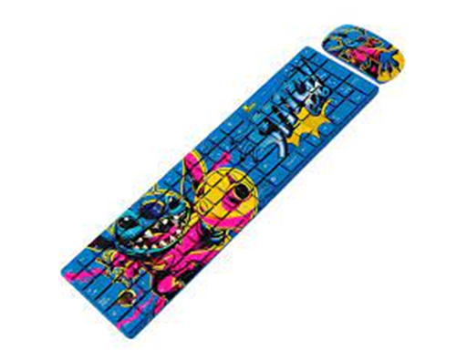 [107879] TECLADO MOUSE XTECH DISNEY WIRELESS, STICH, OPTICAL MOUSE, ESPAÑOL. AZUL / AMARILLO / MAGENTA (XTK-312ST)ESPAÑOL.